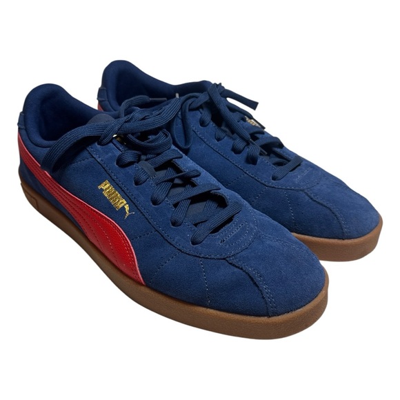 PUMA Blue Suede Sneakers Men’s Size 12 (EU 46) Red Stripe - Picture 3 of 15